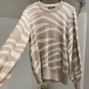Zebra print sweater with balloon sleeves